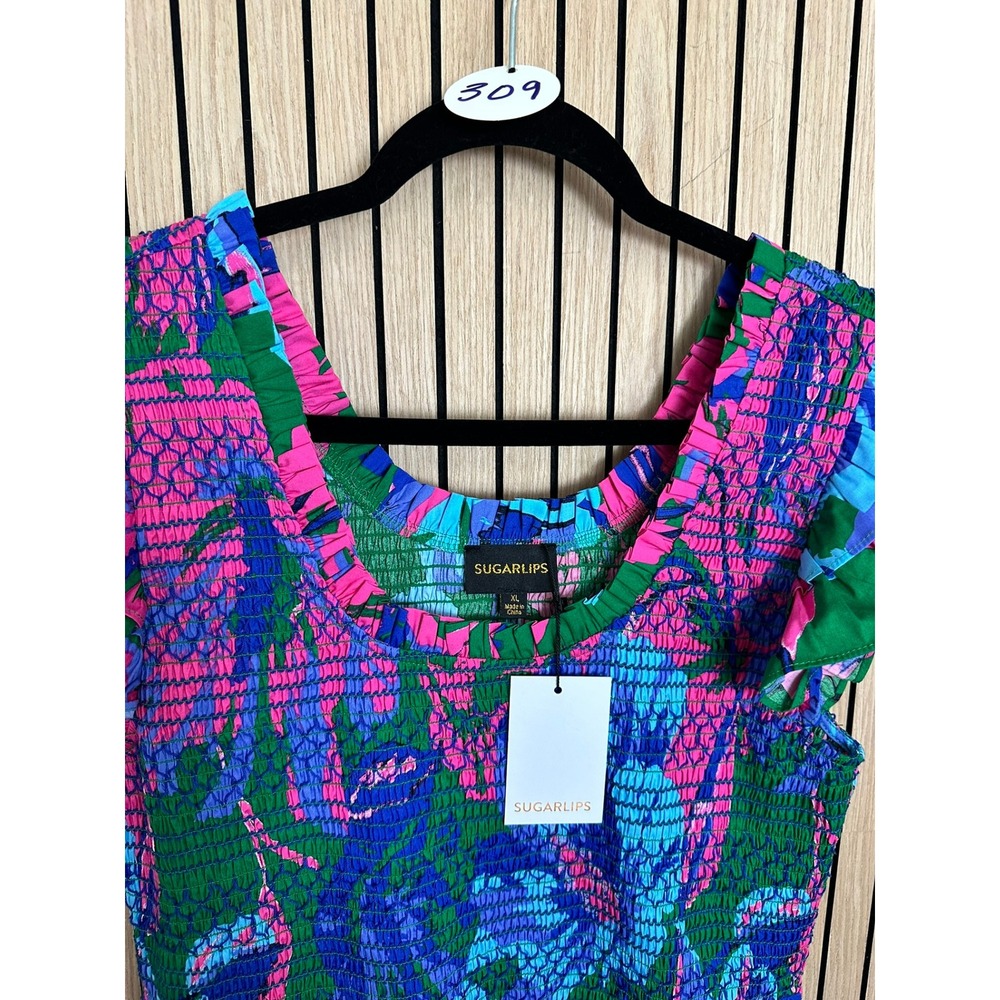 309 Sugarlips Raylee Floral Wendy Smocked Midi Dress (XL, NWT) $119 - Picture 3 of 4